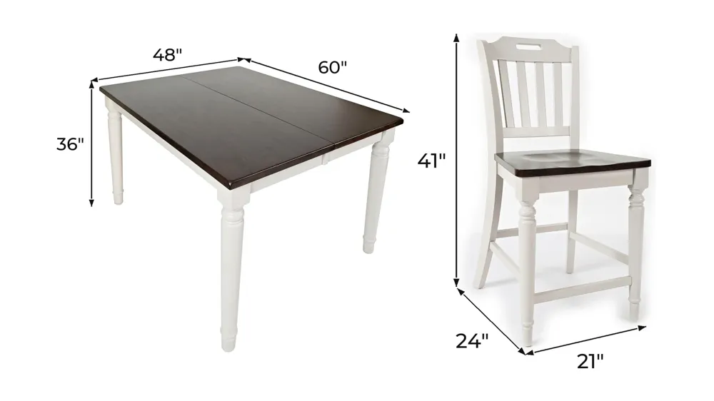 Mount Vernon 5-pc. Counter-Height Dining Set Dimensions