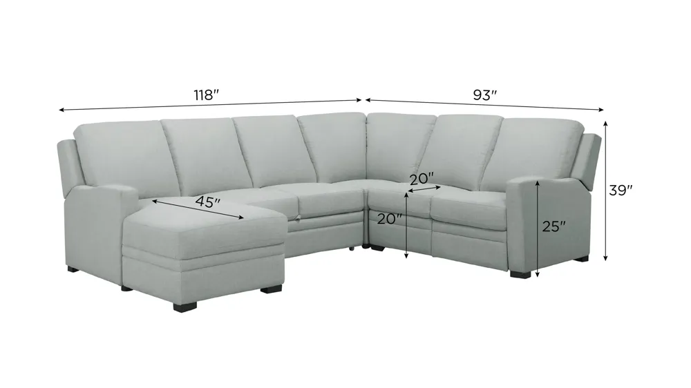 Poppy 4-pc. Power Sectional w/ Pop-Up Sleeper Dimensions