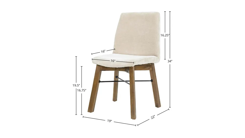 Gia Dining Chair - Warm Pecan - Sand (Set of 2) Dimensions