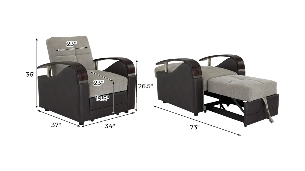 Jayson 2-pc. Klik Klak Pop-Up Sleeper Chair Dimensions