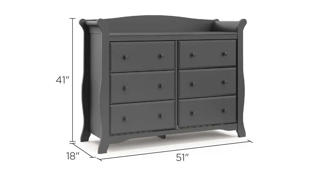 Aval 6-Drawer Dresser Dimensions
