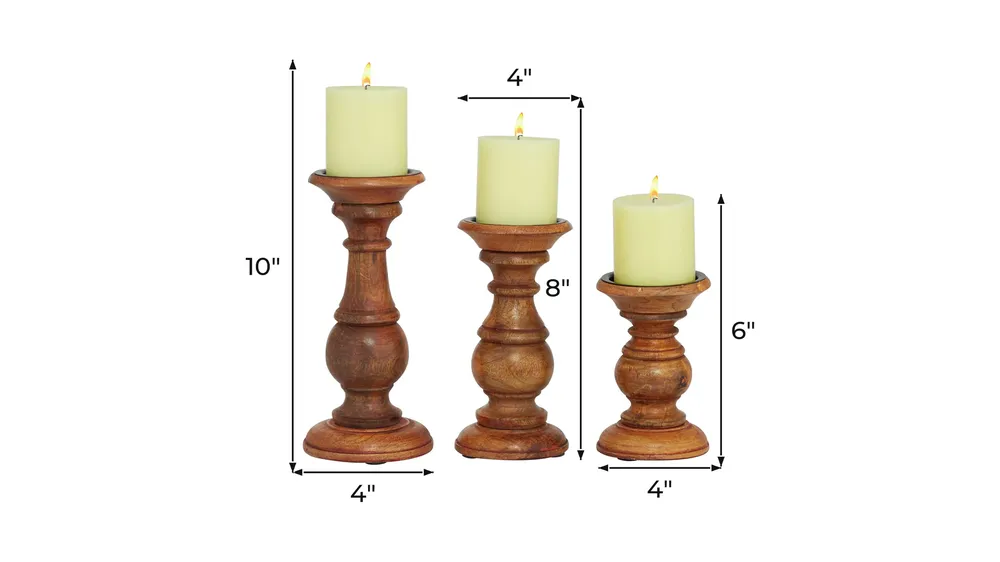 Ivy Collection Apenimon Candle Holders Set of 3 Dimensions