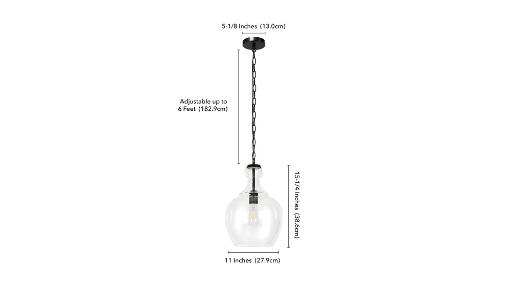 Santos Clear Glass Pendant Dimensions