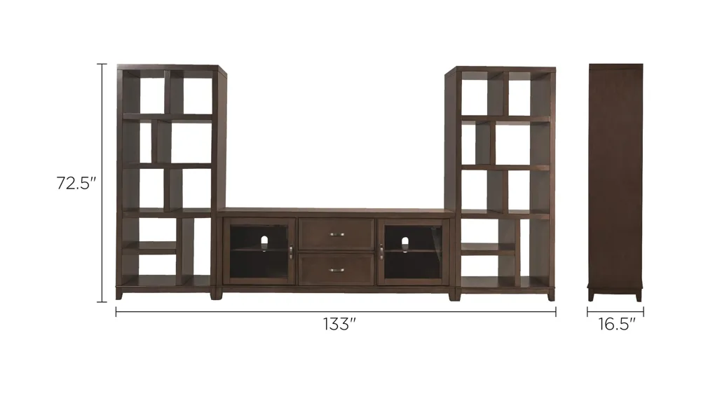 Granthom 3-pc. Wall Unit w/ 72" TV Console Dimensions