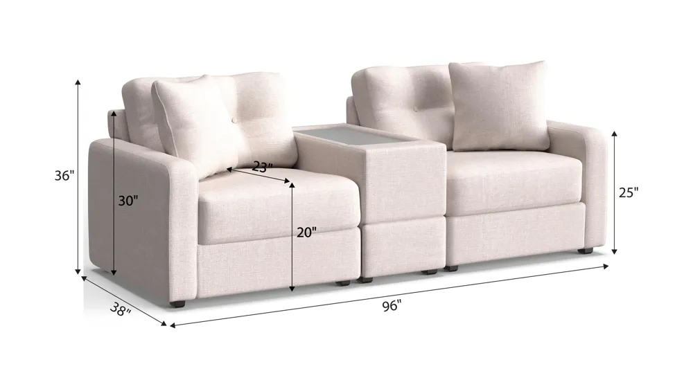 ModularOne 3-pc. Console Loveseat Dimensions