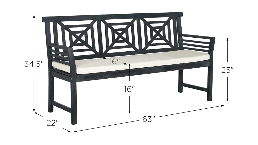Torre Mar 3 Seat Bench Dimensions