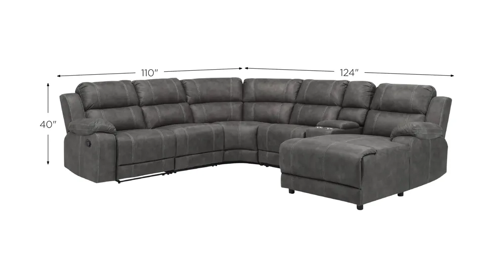 Kerridon 6-pc. Reclining Sectional Dimensions