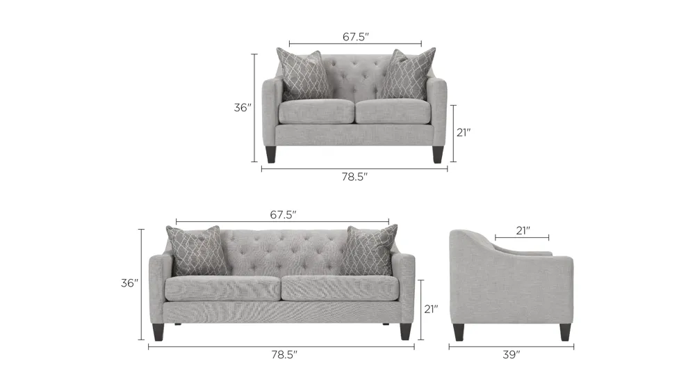 Densmore 2-pc. Sofa and Loveseat Set Dimensions