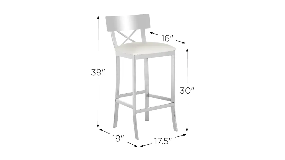 Denis Cross-Back Bar Stool Dimensions