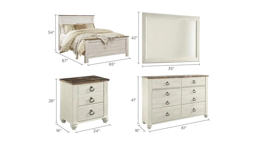 Collingwood 4-pc. Bedroom Set Dimensions