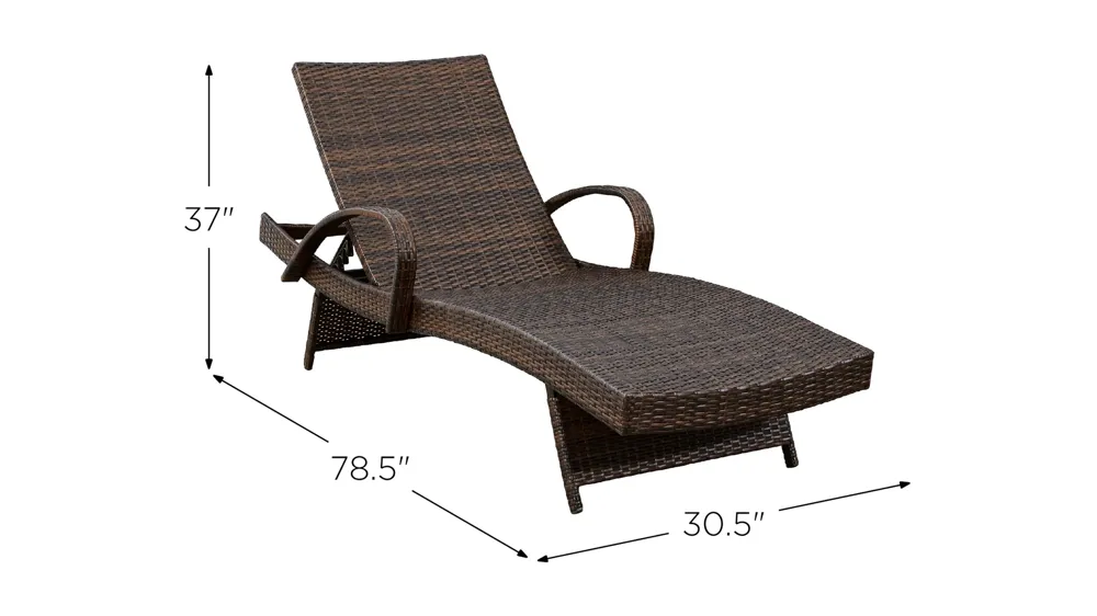 Kantana Outdoor Wicker Chaise Lounge - Set of 2 Dimensions