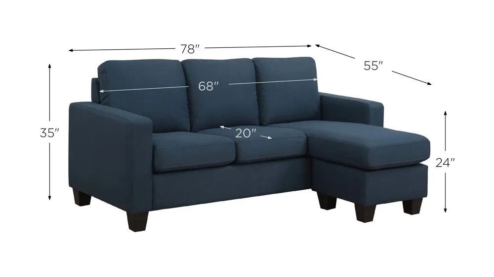 Nix Sectional with Three-In-One Reversible Chaise Dimensions