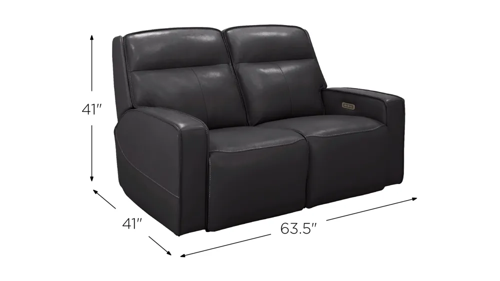 Beckett Power Loveseat w/ Power Headrest and Lumbar Support Dimensions