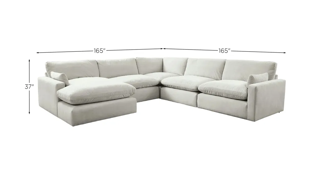 Sophie 5-Piece Sectional with Chaise Dimensions