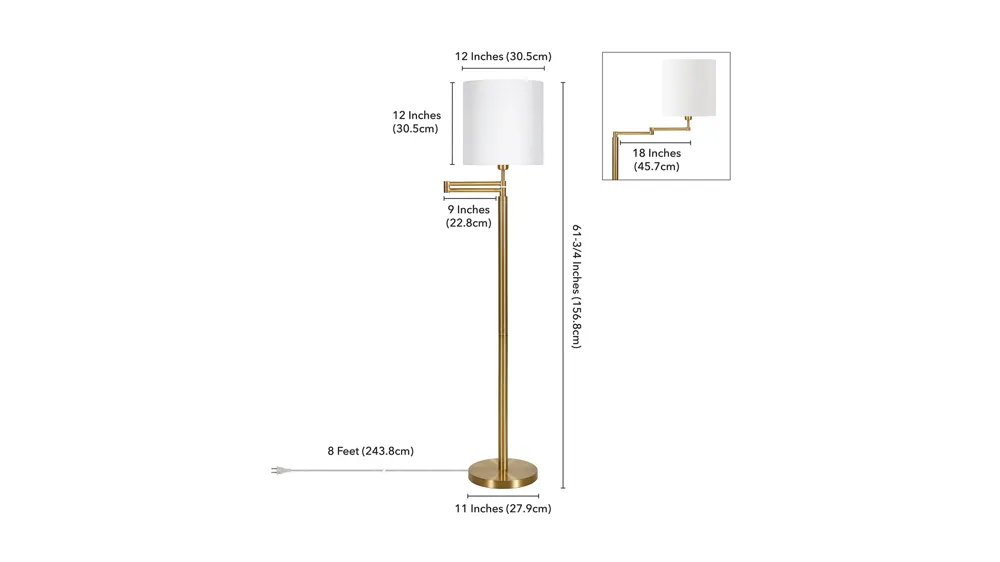 Reiner Swing Arm Floor Lamp Dimensions