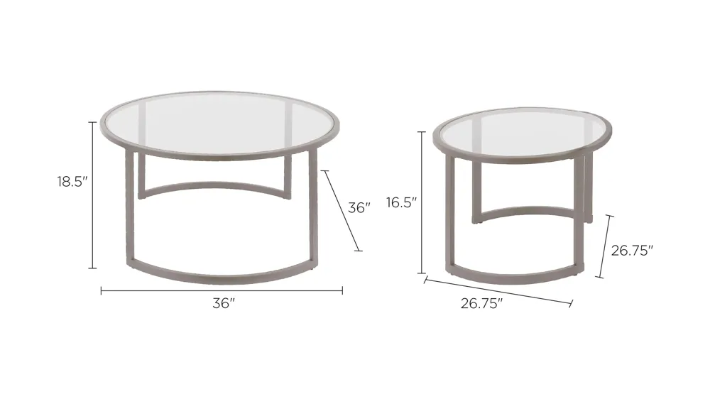 Mitera Round Nesting Coffee Table Set Dimensions
