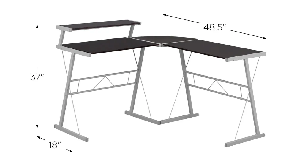 Greta Metal Corner Computer Desk Dimensions