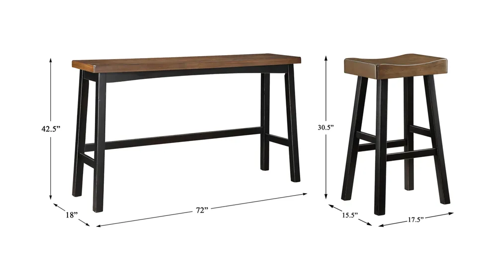 Oxton 4-pc Pub Height Dining Set Dimensions