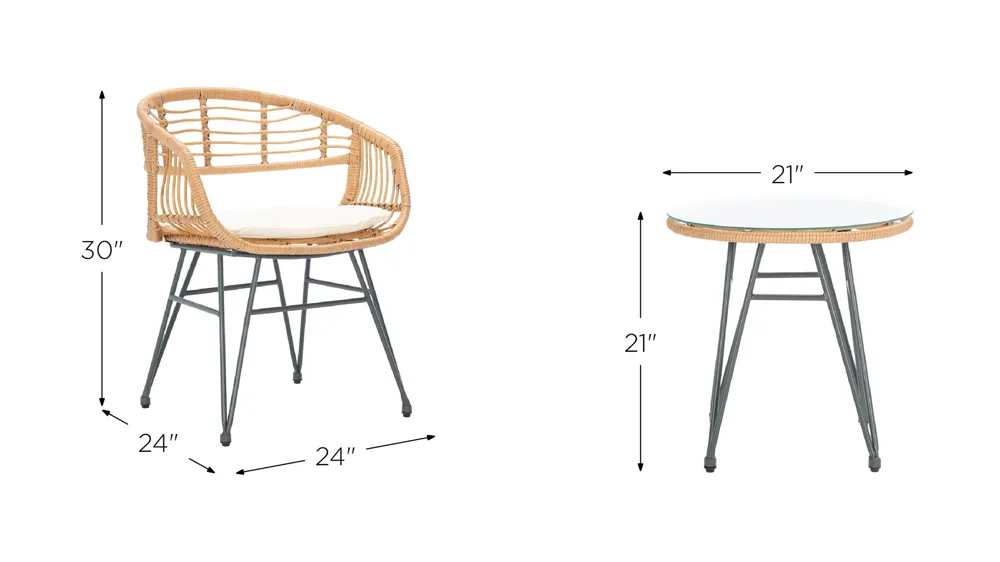 Ferla 3-pc. Patio Set Dimensions