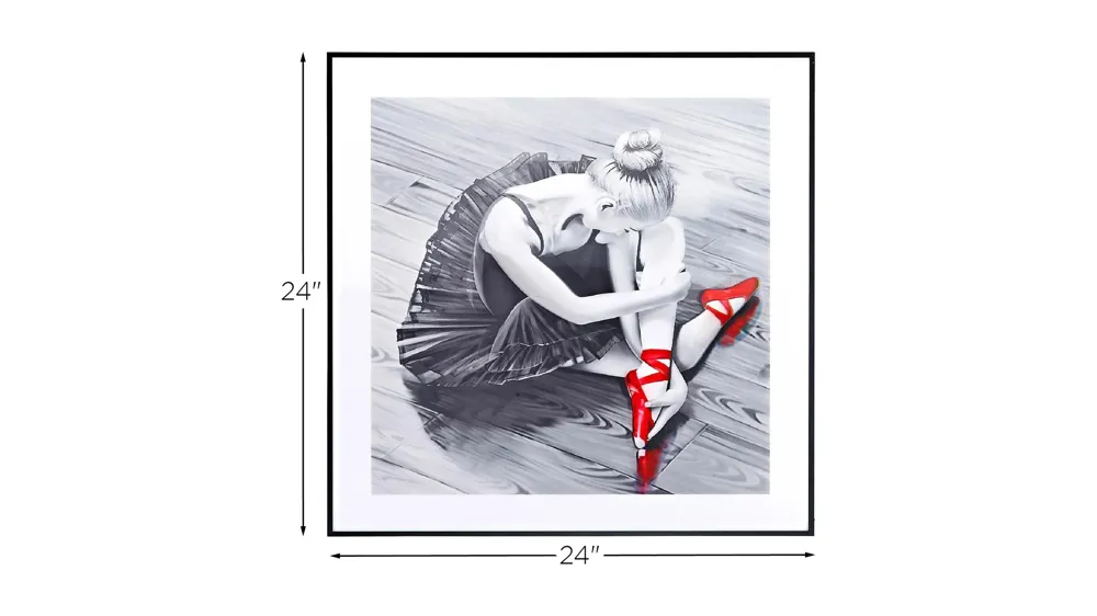 Red Ballerina Hologram Framed Wall Art Dimensions