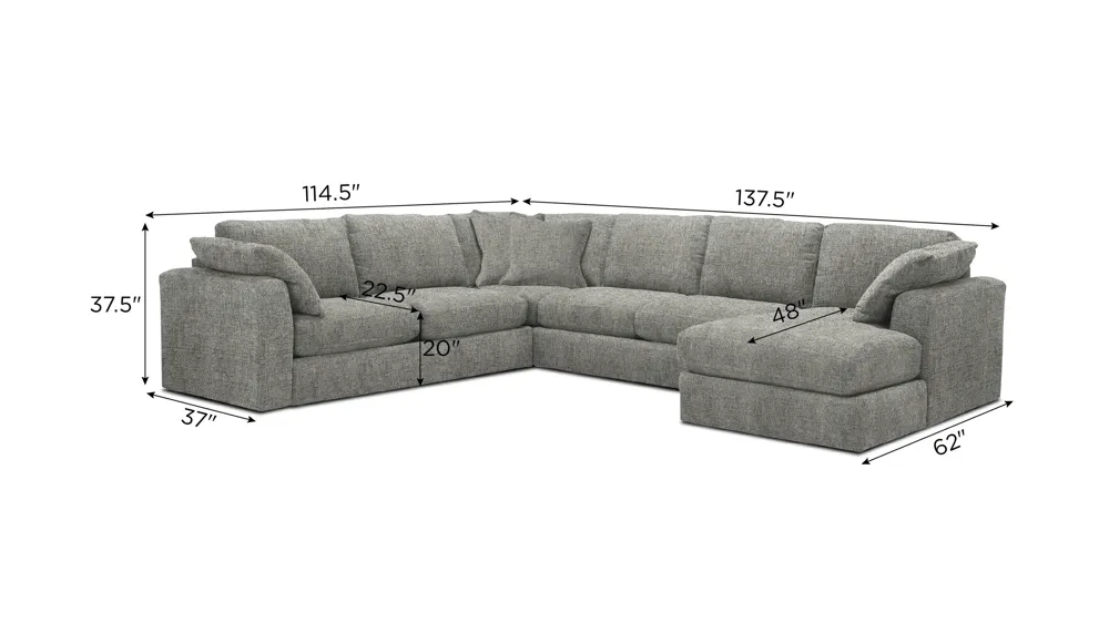 Nappily 4-pc. Sectional Dimensions