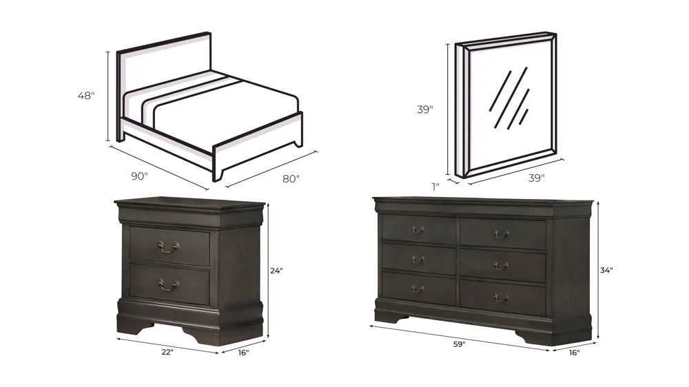 Edina 4-pc. Bedroom Set Dimensions