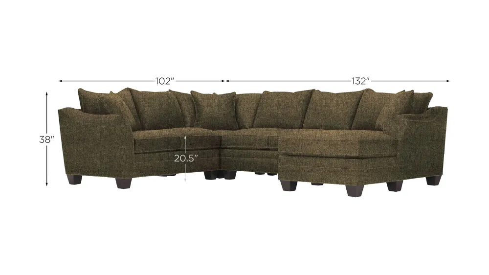 Foresthill 4-pc. Sectional w/ Right Arm Facing Chaise Dimensions