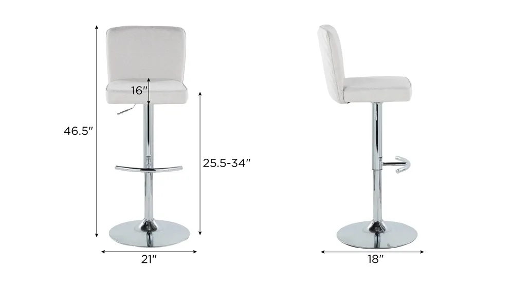 Henry Adjustable Barstool - Set of 2 Dimensions