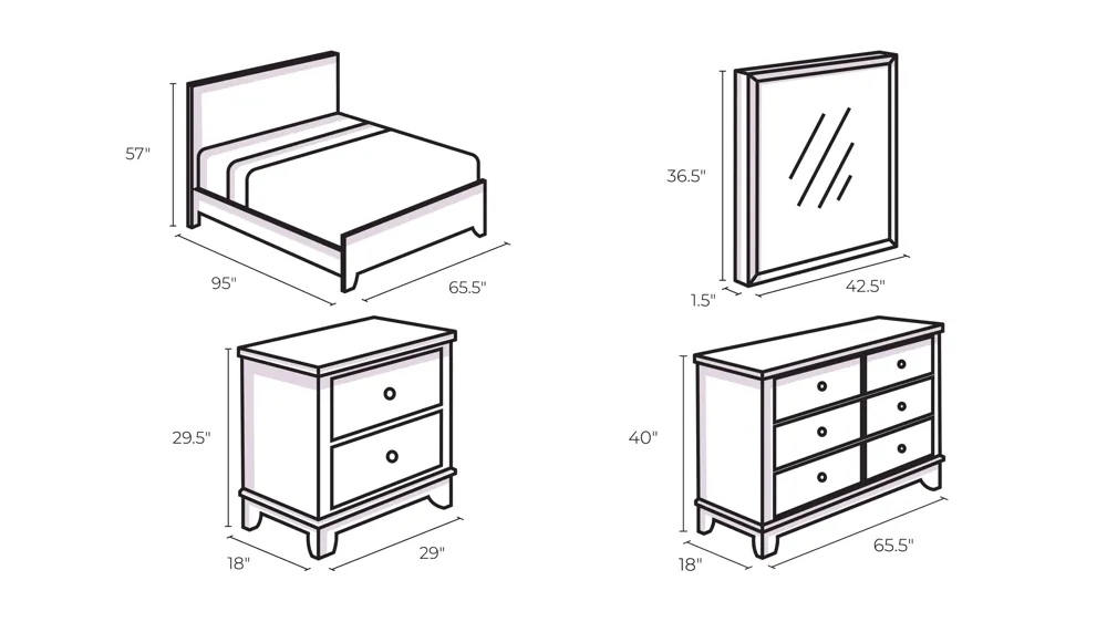 Soriah 4-pc. Storage Bedroom Set Dimensions