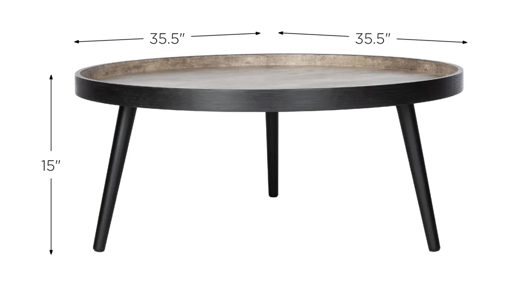 Reginald Round Tray Top Coffee Table Dimensions