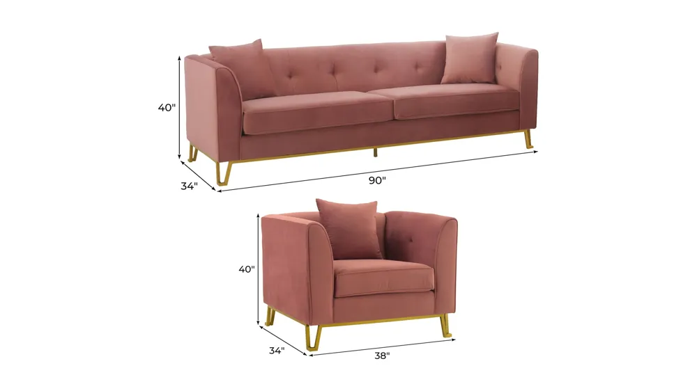 Everest 2-pc. Sofa & Chair Set Dimensions