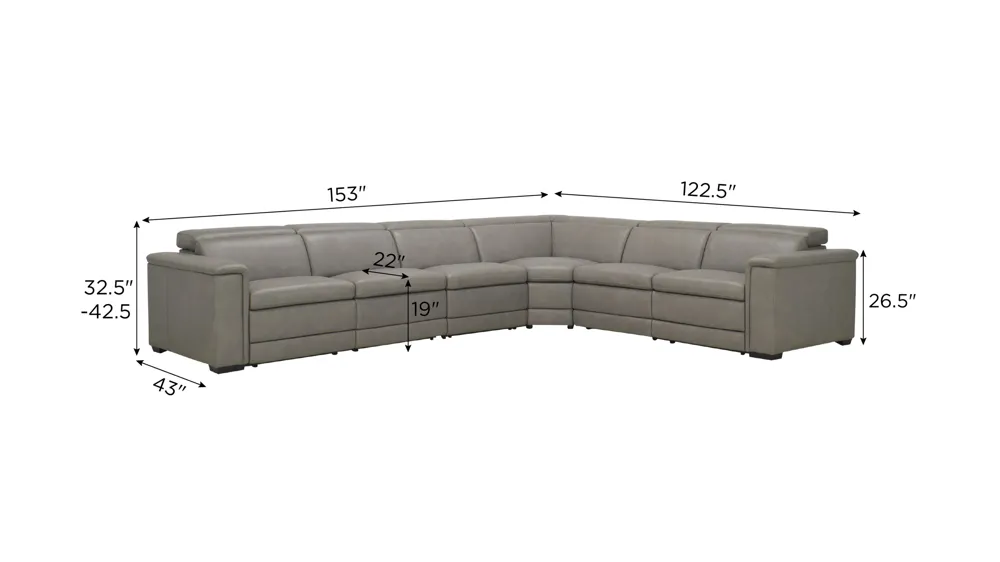 Finnegan 4-pc. Dual Power Sectional Dimensions