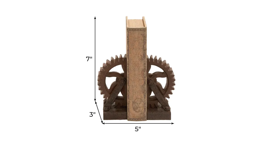 Ivy Collection Gear Split Bookends Set Dimensions