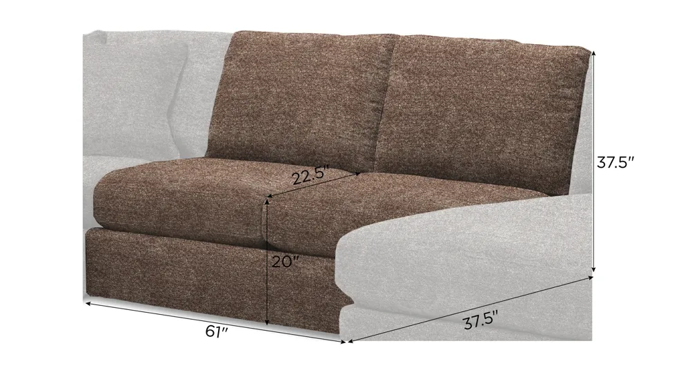 Nappily Armless Loveseat Dimensions