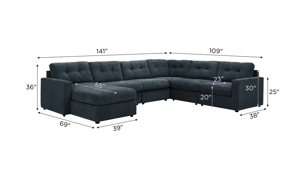 ModularOne 6-pc. Sectional Dimensions