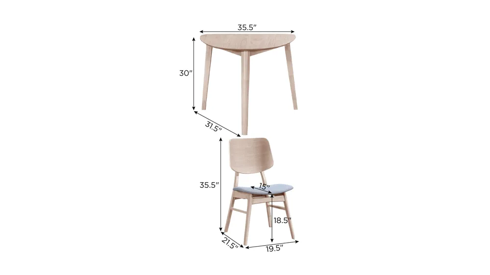 Oscar 3-pc. Dining Set Dimensions