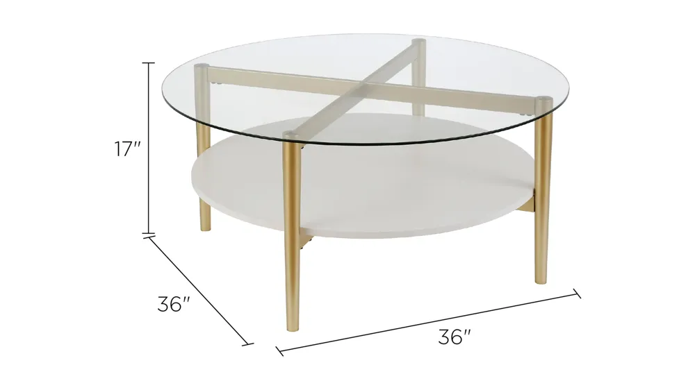 Otto Round Coffee Table with Lacquer Shelf Dimensions