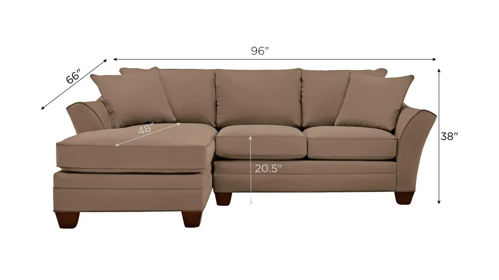 Foresthill 2-pc. Left Hand Chaise Sectional Sofa Dimensions