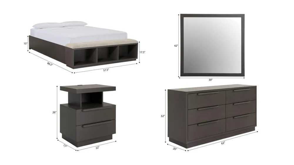 Paramore 4-pc. Bedroom Set Dimensions