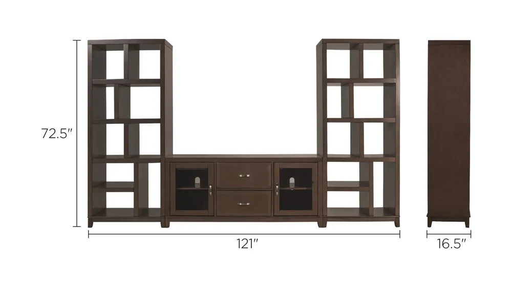 Granthom 3-pc. Wall Unit w/ 60" TV Console Dimensions