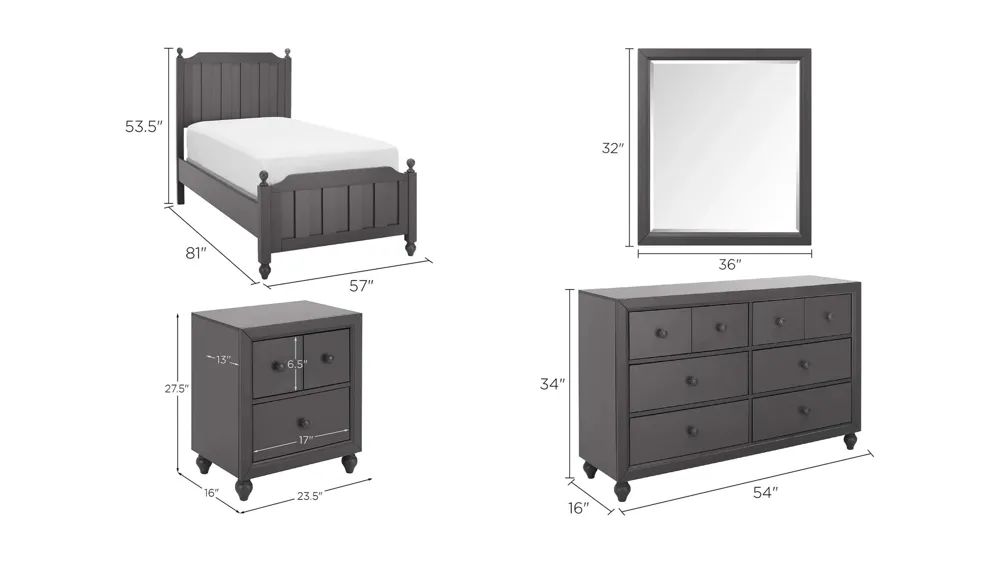 Ashcraft 4-pc. Bedroom Set Dimensions