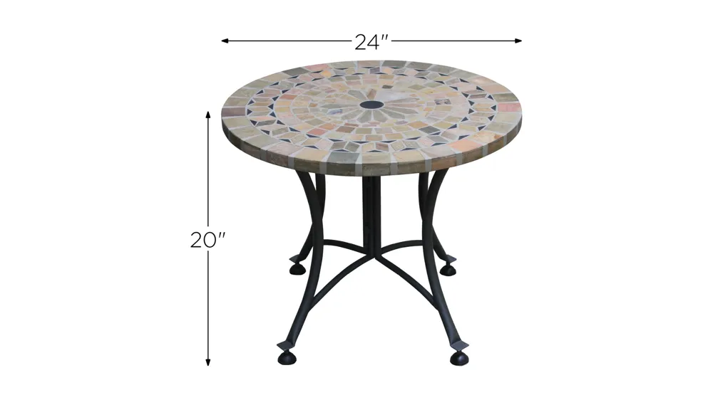 Ocean Ave Outdoor Mosaic Accent Table Dimensions