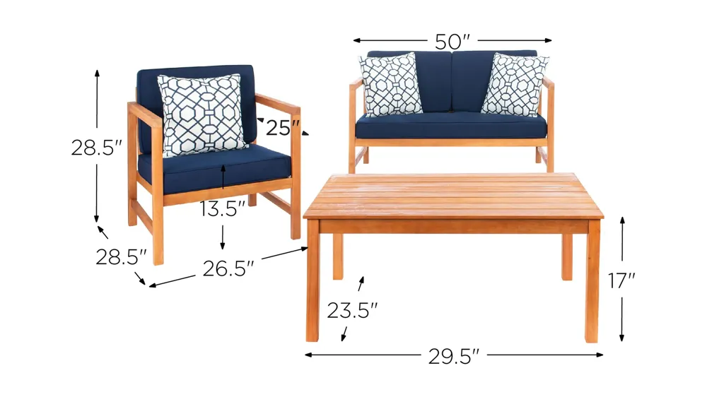 Colson 4-pc. Patio Set Dimensions