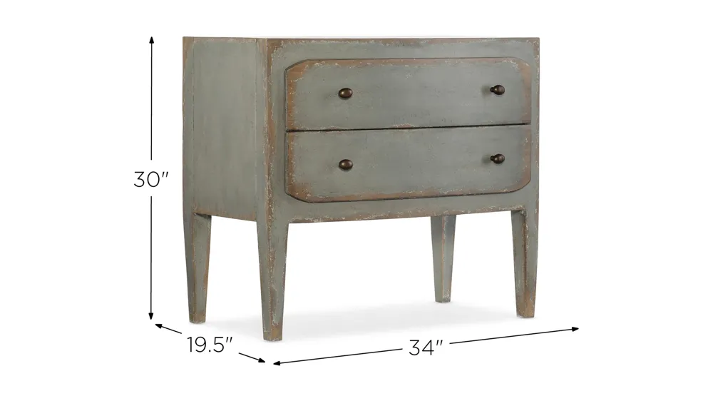 Ciao Bella Two-Drawer Nightstand Dimensions
