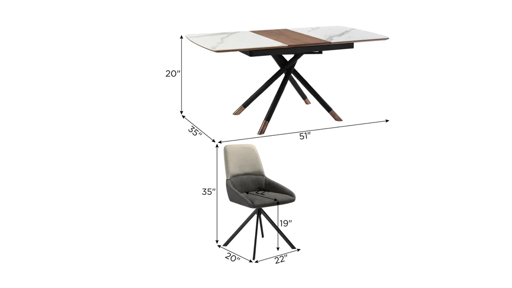 Alora Maverick 5-pc. Dining Set Dimensions