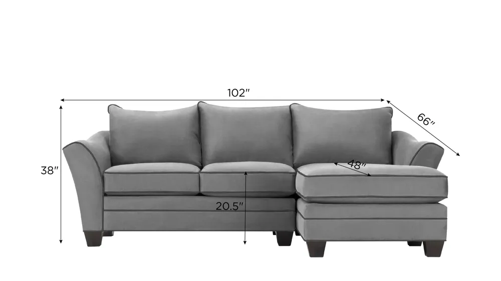 Foresthill 2-pc. Right Hand Chaise Sectional Sofa Dimensions