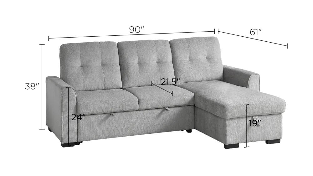 Ember 2-pc. Reversible Sectional w/ Sleeper Dimensions