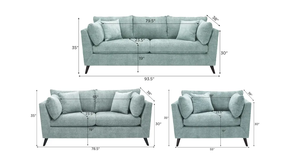 Caruso Living Room Set Dimensions