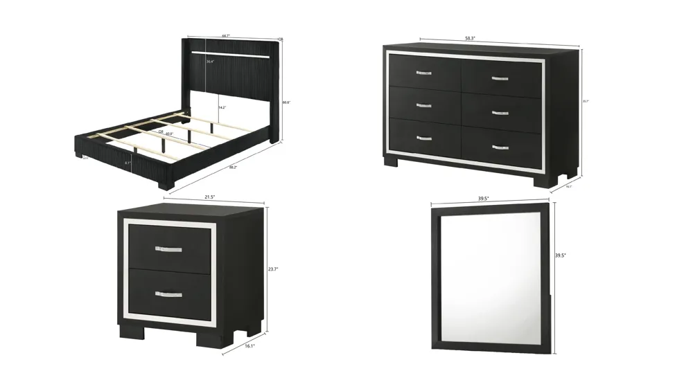 Genro 4-pc. Bedroom Set Dimensions