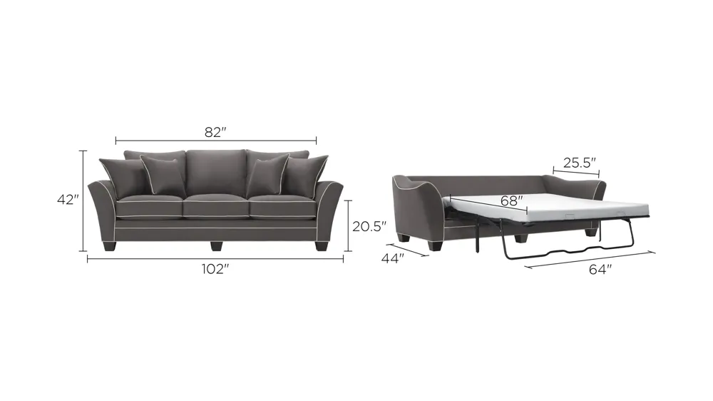 Briarwood Queen Plus Sleeper Sofa Dimensions
